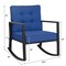 Costway Patio Rattan Rocker Chair Outdoor Glider Rocking Chair Cushion Lawn Navy\Black\Grey
